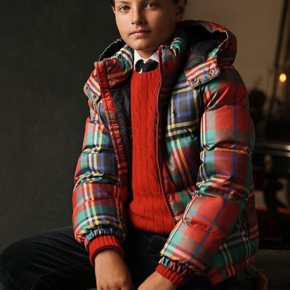 Polo Ralph Lauren Kids Plaid Water-Repellent Down Coat Jacket - Picture 1 of 9